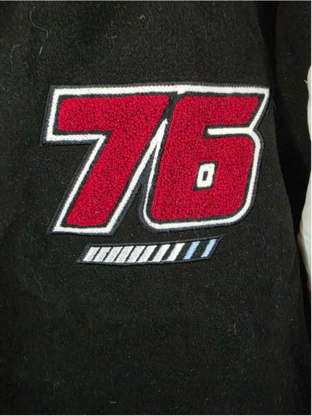 Women's Ardene Varsity Racing Jacket Med Black White Red - Picture 6 of 7